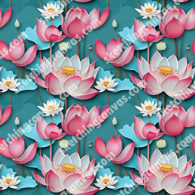 Craft Lotus  Seamless Pattern - Image 2