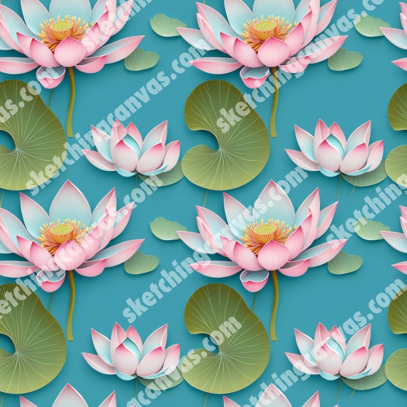 Craft Lotus  Seamless Pattern - Image 3