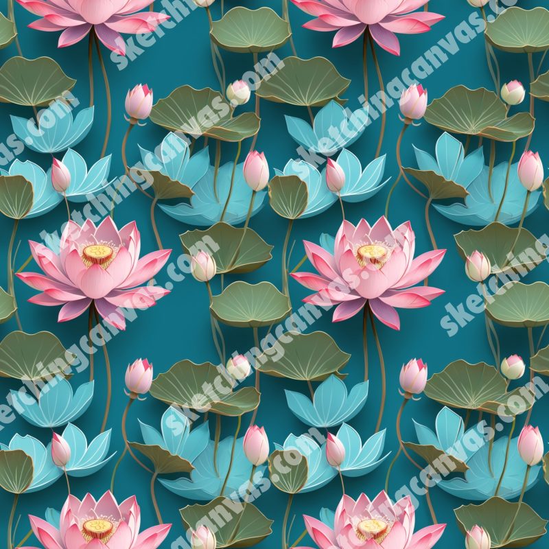 Craft Lotus  Seamless Pattern - Image 4