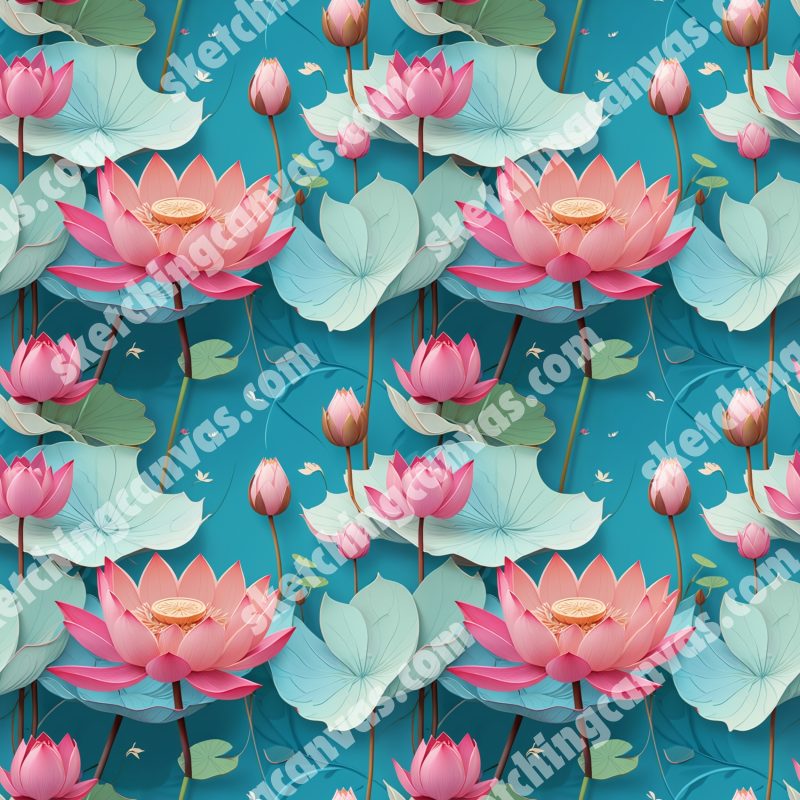 Craft Lotus  Seamless Pattern - Image 5