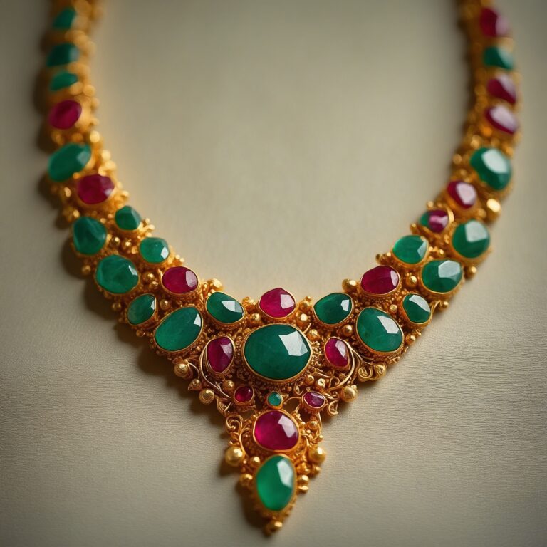 Indian necklace studded with green emralds [ CINEMATIC ]