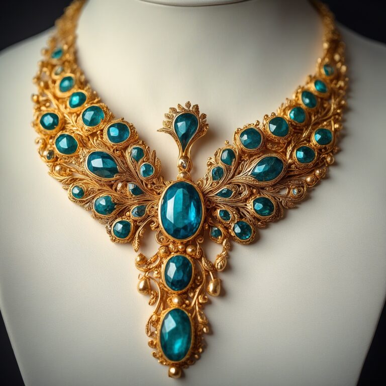 beautiful gold necklace with peacock design [VIBRANT]